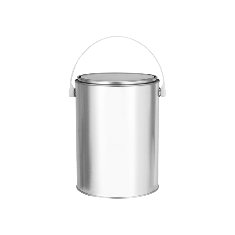 5L Paint/Glue Round Silver Tin Can With Plastic/Metal Handle