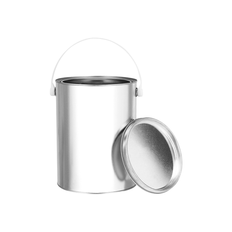 5L Paint/Glue Round Silver Tin Can With Plastic/Metal Handle
