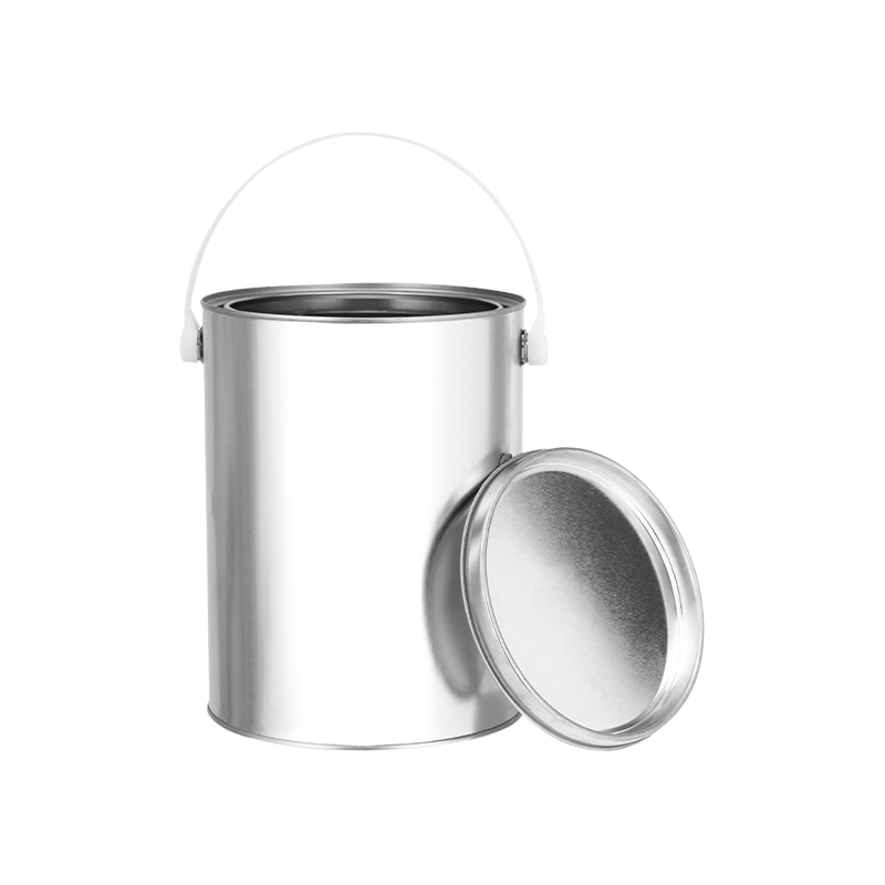 5L Paint/Glue Round Silver Tin Can With Plastic/Metal Handle